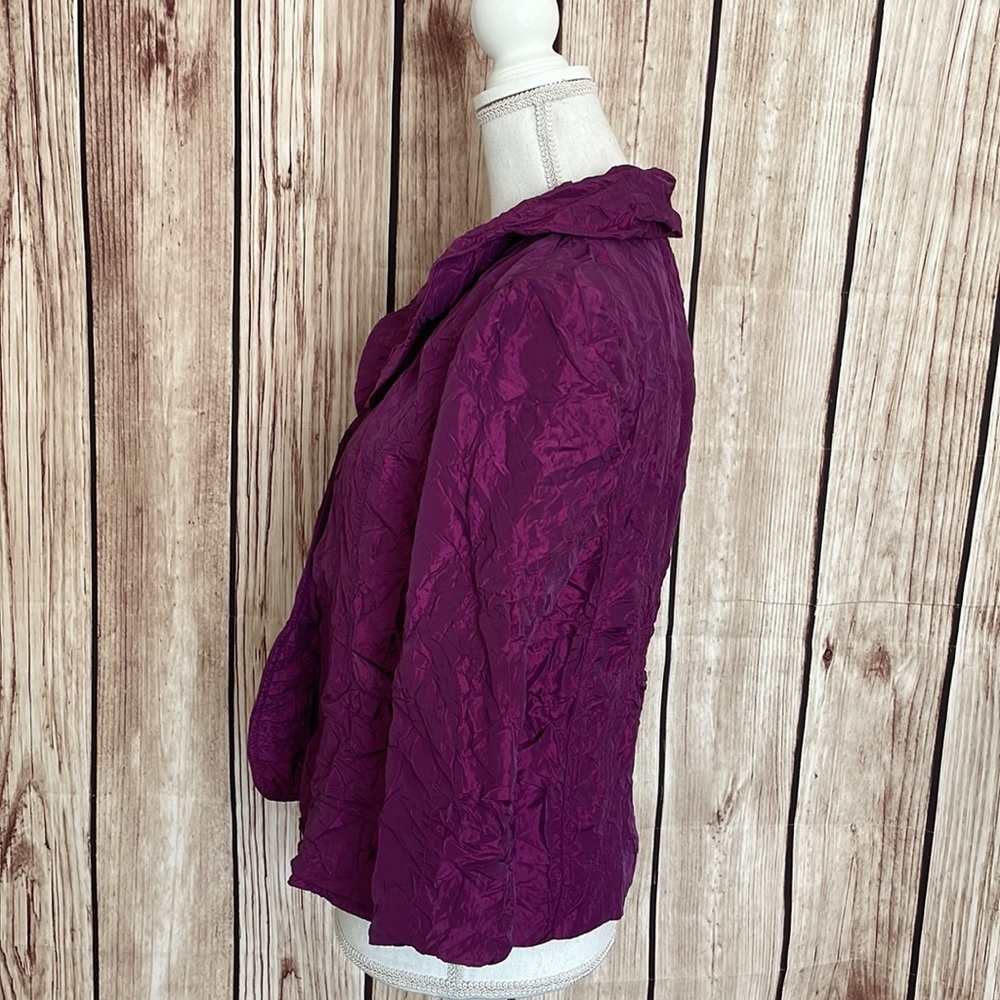 Peck & Peck NWT “Grape Juice” Purple Open Front Nylon Jacket - Size 4 - Picture 2 of 7